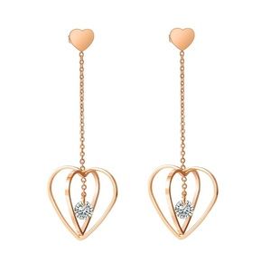 3/$30 Rose Gold Plated CZ Heart Dangle Earrings